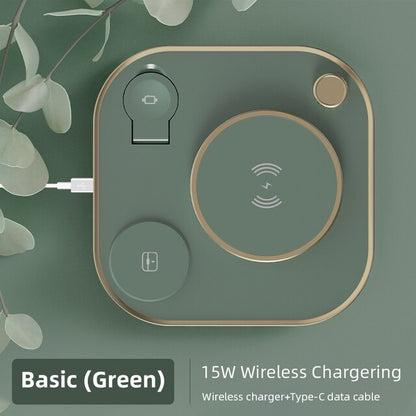 15w Fast 3 In 1 Wireless Charging for IPhone Phone Watch Earphone Modern Led Office Desk Lamp Wireless Charger Lamp
