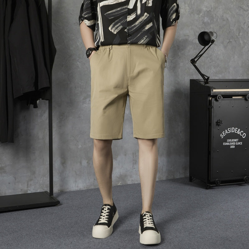 Summer thin white trendy five part casual trousers
