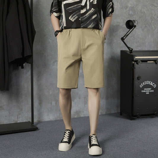 Summer thin white trendy five part casual trousers