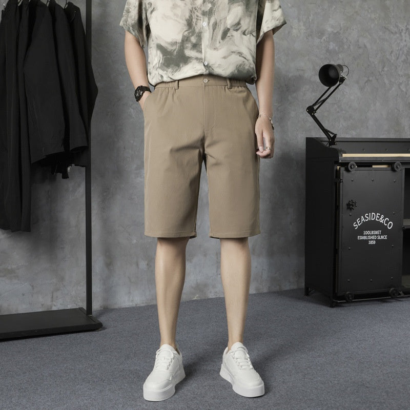 Summer thin white trendy five part casual trousers