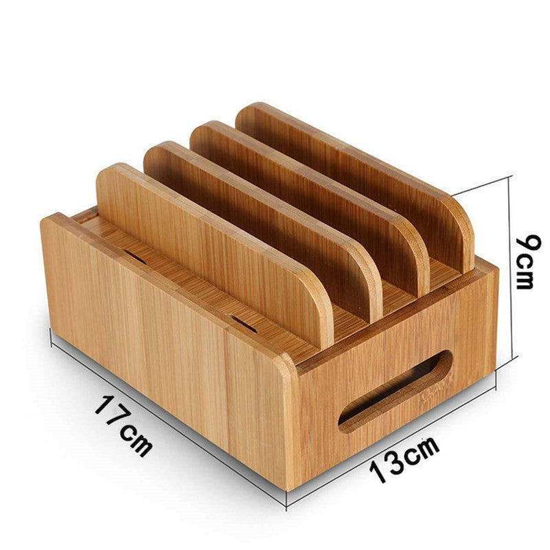 Mobile Phone Charging Storage Box Wooden Charging Dock Station for Mobile Phone Holder Stand Bamboo Charger Stand Base For Tablets For iphone