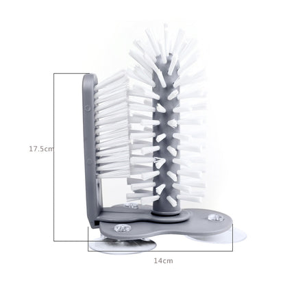 Glass Cup Cleaning Brush Suction Cup Wall Mounted Double Scrubber Rotate Wash Cup Brush Brosse de Nettoyage Glass Cup Brush
