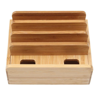 Mobile Phone Charging Storage Box Wooden Charging Dock Station for Mobile Phone Holder Stand Bamboo Charger Stand Base For Tablets For iphone