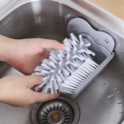 Glass Cup Cleaning Brush Suction Cup Wall Mounted Double Scrubber Rotate Wash Cup Brush Brosse de Nettoyage Glass Cup Brush