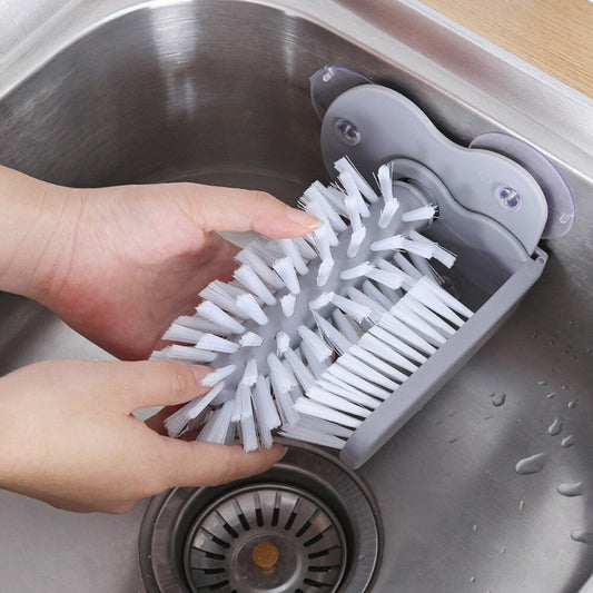 Glass Cup Cleaning Brush Suction Cup Wall Mounted Double Scrubber Rotate Wash Cup Brush Brosse de Nettoyage Glass Cup Brush