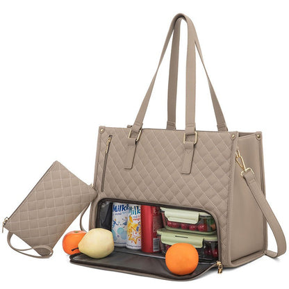 2-in-1 Travel Tote: Laptop & Insulated Lunch Bag. Ideal for Business, Work, Nursing, Office, College, Casual Use