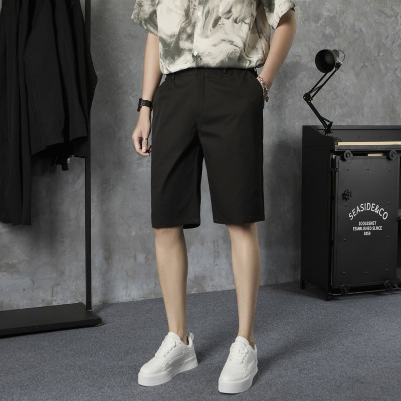Summer thin white trendy five part casual trousers