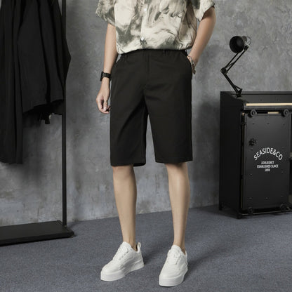 Summer thin white trendy five part casual trousers
