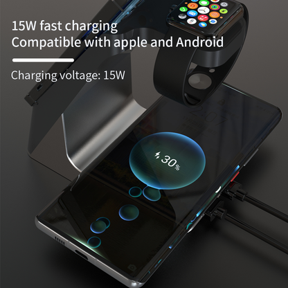 Wireless Charger 6-In-1 Multi-Function Clock Alarm Clock For Apple 14 Mobile Phone Headset Watch Magnetic Suction Fast Charging