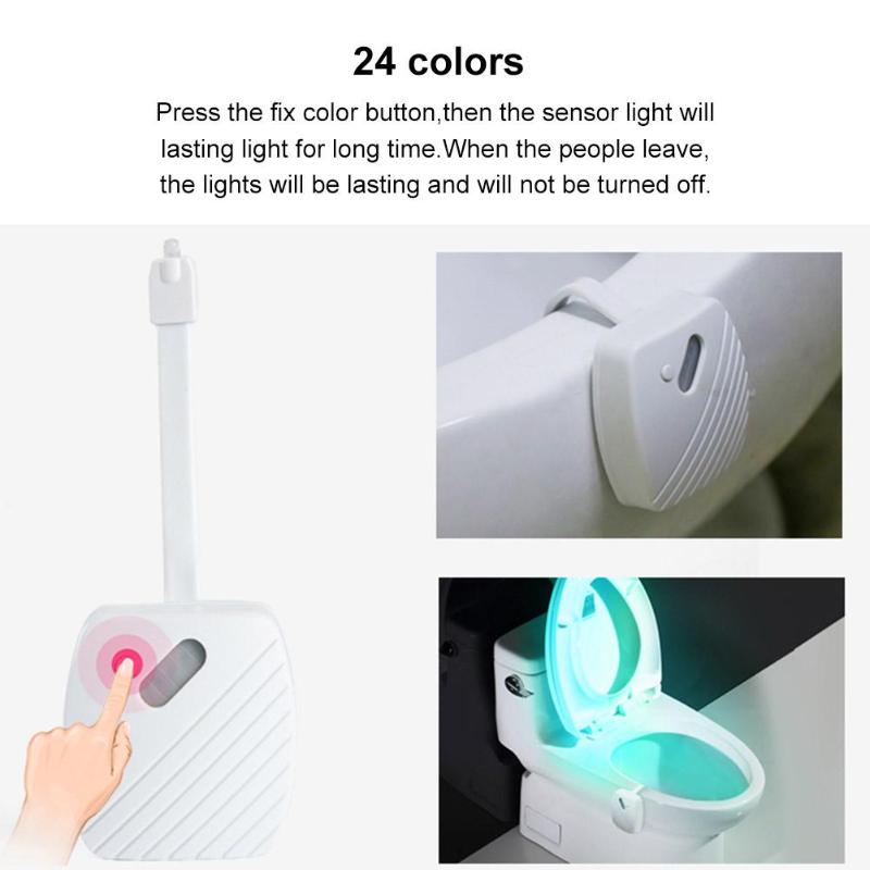 Bathroom Toilet Nightlight LED Body Motion Activated On/Off Seat Sensor Lamp 8/24Colors PIR Toilet Night Light lamp