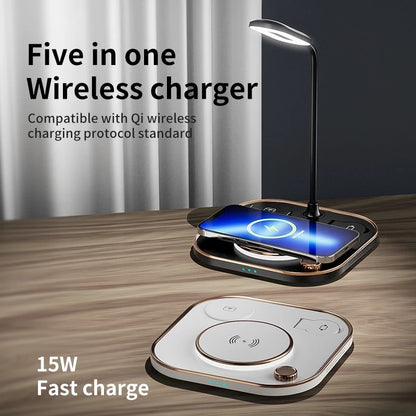 15w Fast 3 In 1 Wireless Charging for IPhone Phone Watch Earphone Modern Led Office Desk Lamp Wireless Charger Lamp