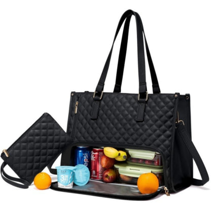 2-in-1 Travel Tote: Laptop & Insulated Lunch Bag. Ideal for Business, Work, Nursing, Office, College, Casual Use