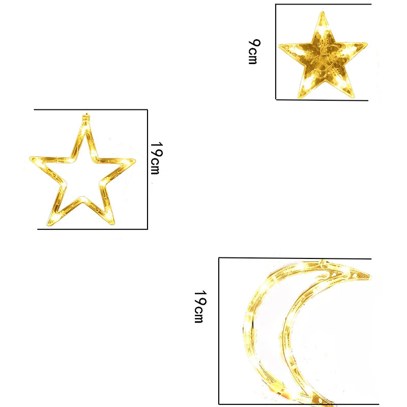 Moon Star LED Curtain Lights 220V EU Plug Fairy Christmas Garlands Outdoor Decoration Holiday Festival LED Twinkle String Lights