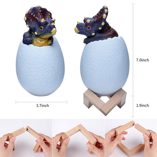 Dinosaur LED Night Light 16 Colors 3D Printed Touch Sensor Triceratops Egg Bedside Lamp Remote Control Toy Rechargeable Light