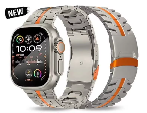Luxury Stainless Steel Case & Band Modification Kit for Apple Watch Ultra 1 / Ultra 2 (49mm) – Premium Titanium-Style Metal Strap Armor Cover with Accent Stripe